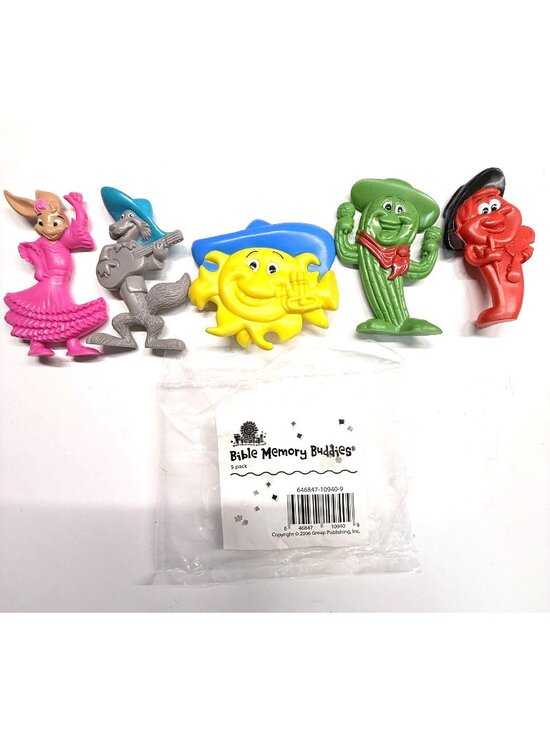 Group Publishing Inc Other - 5 Bible Memory Buddies Christian Bible Verses 2006 VBS PVC Toy Figures 2.5" NEW